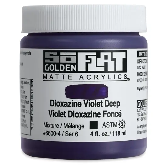Golden SoFlat Matte Acrylic Paint - Dioxazine Violet Deep, 118 ml, Jar {1}
