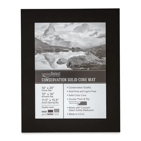 Crescent Select Conservation Solids Pre-Cut Mat - Deep Black, 8 ply, 16" x 20" {1}