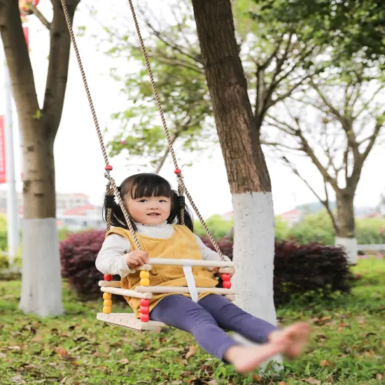 Wooden Baby Swing with Hanging Ropes, for Babies and Toddlers {2}