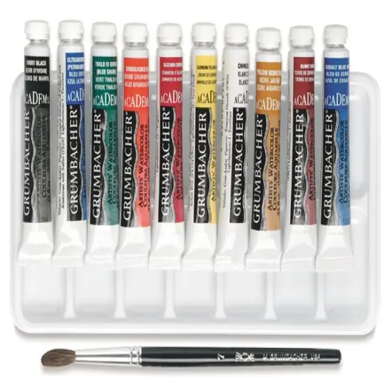 Grumbacher Academy Watercolors - Set of 10, Assorted Colors, 7.5 ml tubes {2}