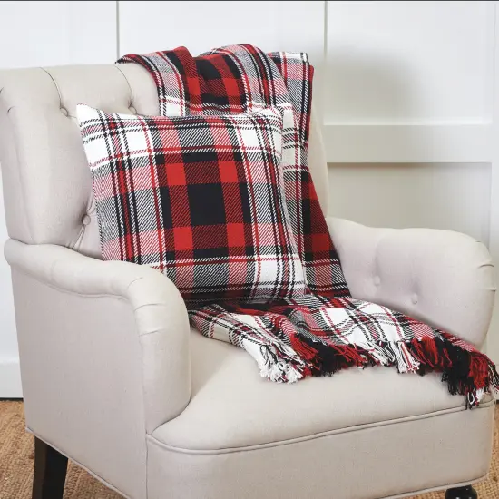 Fireside Plaid Woven 50" x 60" Fringe Throw Blanket {4}