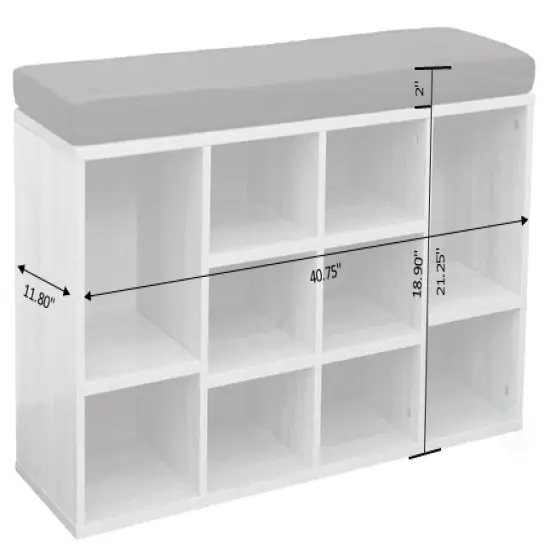 Natural Wooden Shoe Cubicle Storage Entryway Bench with Soft Cushion for Seating {5}