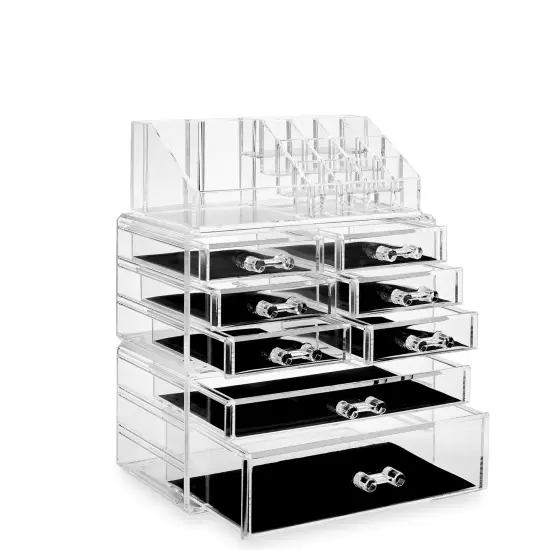 Casafield Acrylic Cosmetic Makeup Organizer & Jewelry Storage Display Case - 3 Piece Drawer Set - Clear {2}