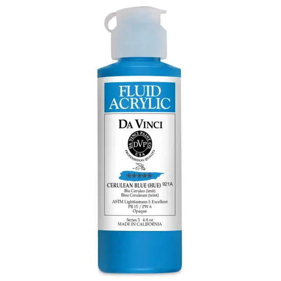 Da Vinci Fluid Acrylics - Cerulean Blue Hue, 4 oz bottle {1}