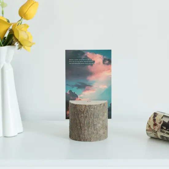 Natural Wooden Rustic Table Wood Place Card Holder {5}