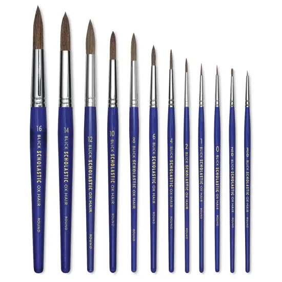 Blick Scholastic Ox Brush Set - Round, Short Handle, Set of 12 {2}