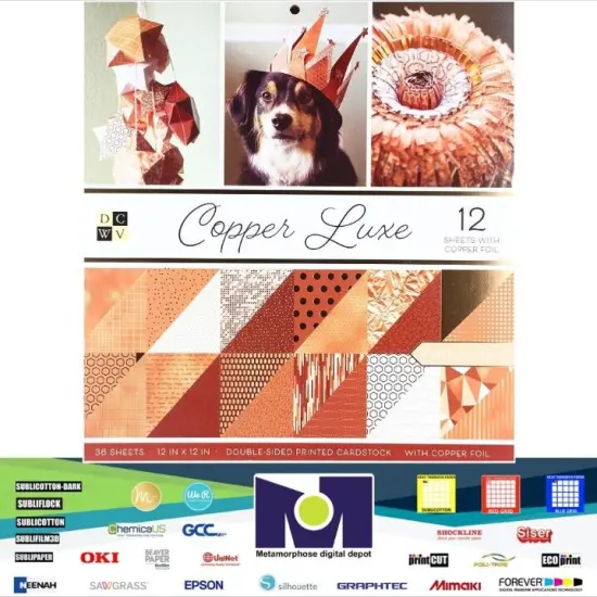 DCWV Card Stock 12"X12" Premium Printed Cardstock Stack, Copper Luxe, 18 Des/2 Each, 12 W/Foil PS-005-00564 {1}