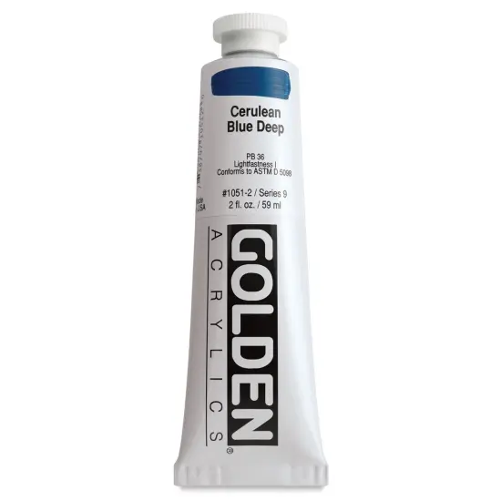 Golden Heavy Body Artist Acrylics - Cerulean Blue Deep, 2 oz Tube {1}