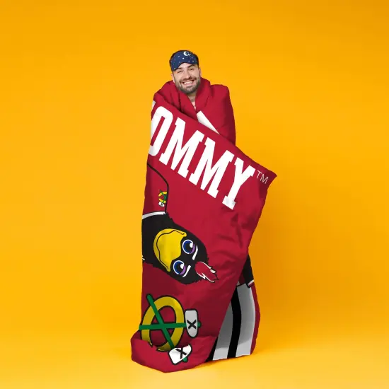 Sleep Squad Chicago Blackhawks Tommyhawk 60&rdquo; x 80&rdquo; Raschel Plush Hockey Blanket {5}