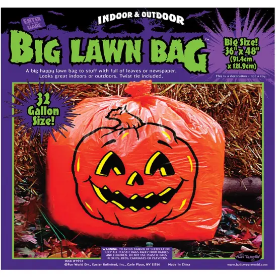36" x 48" Pumpkin Lawn Bag Halloween Leaf Bag Decoration {1}
