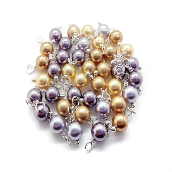 Crystal Pearls Dangles Mix, 20pc Gold and Purple Charms, Glass Bead Drops, Adorabilities {1}