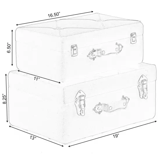 Decorative Tufted Velvet Suitcase Treasure Chest Set of 2 Yellow {3}