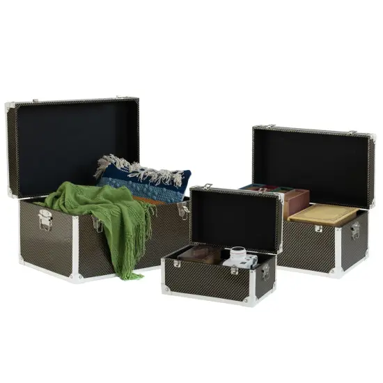 Faux Leather Storage Trunk Set of 3 {1}