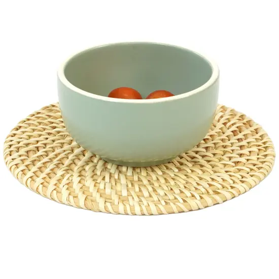 Set of 4 Decorative Round Natural Woven Handmade Rattan Placemats {7}