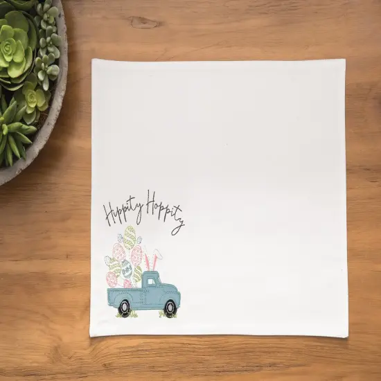 Hippity Hoppity Bunny Rabbit Easter Spring Truck Embroidered Single Placemat, 13" x 16" {2}