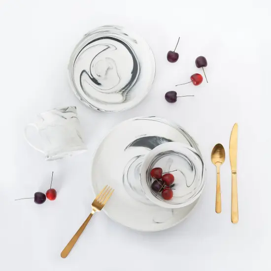 Agate Ware Swirl Design Stoneware Salad Plate Set of 4 {4}