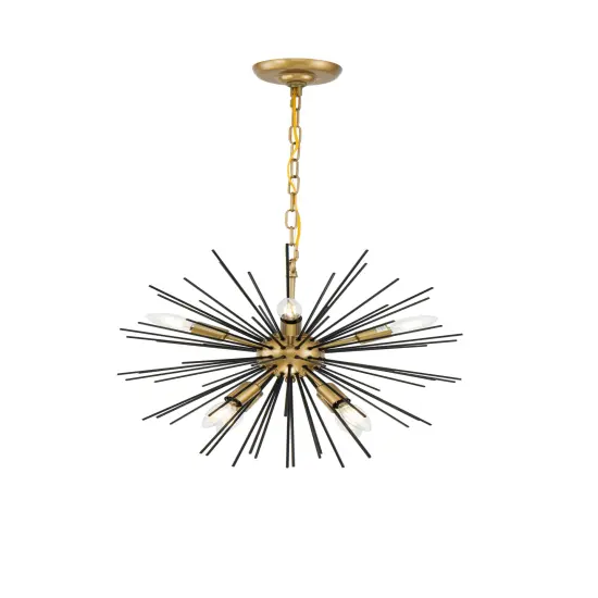 Timber 8 light Brass and Black pendant {4}