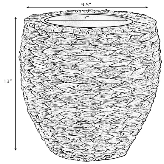 Water Hyacinth Round Floor Planter with Metal Pot {2}