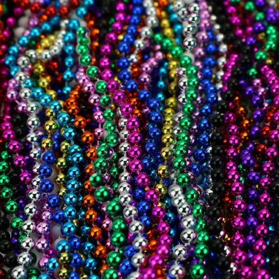 Mardi Gras Beads Necklaces - Assorted Colors Gasparilla Beaded Costume Necklace For Party - 144 Necklaces {4}