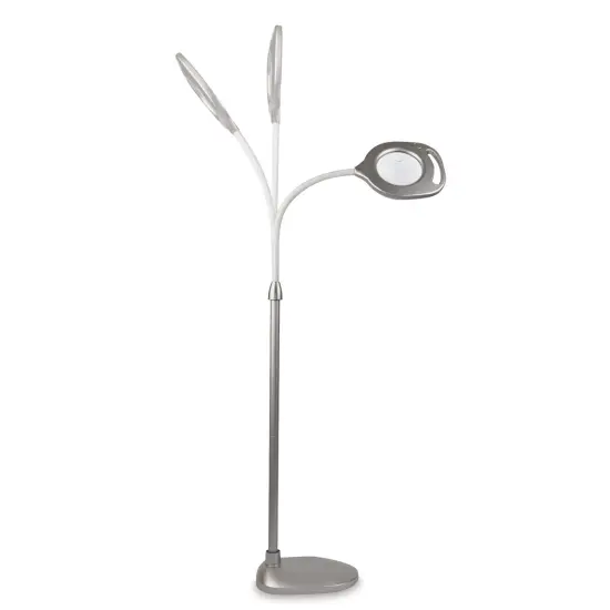 OttLite 2-in-1 LED Magnifier Floor and Table Lamp - Silver {2}
