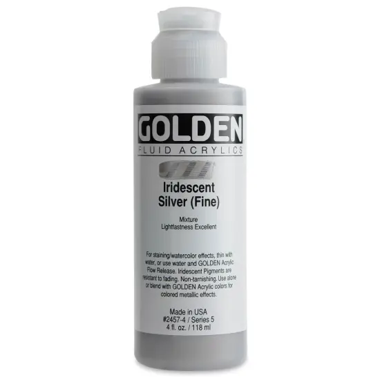 Golden Fluid Acrylic - Iridescent Silver (Fine), 4 oz bottle {1}