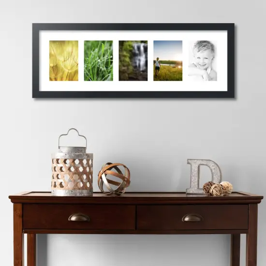 ArtToFrames Collage Photo Picture Frame with 5 - 5x7 inch Openings, Framed in Black with Over 62 Mat Color Options and Plexi Glass (CSM-3926-152) {2}