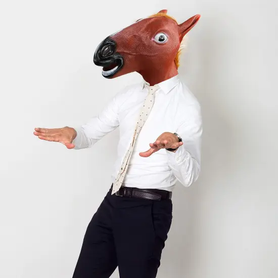 Horse Head Costume Mask - Realistic Brown Animal Head Horse Masks for Adults and Kids {3}