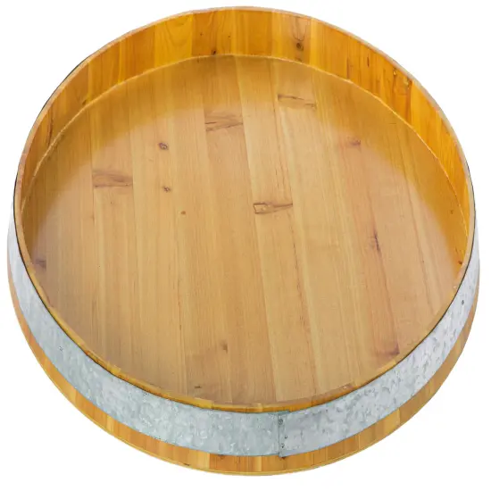 Large Barrel Head Decorative Storage Serving Tray {3}