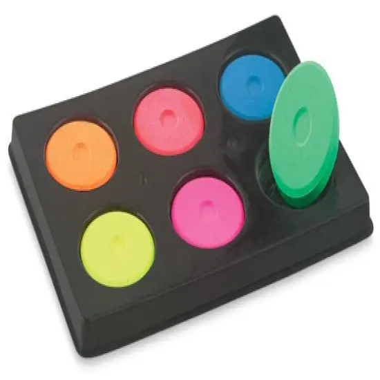 Richeson Tempera Cakes - Set of 6 with Tray, Fluorescent Colors, Mini Cakes {2}