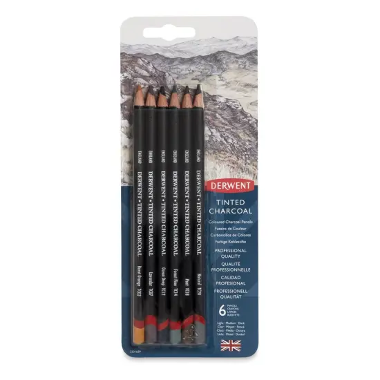 Derwent Tinted Charcoal Pencil Set - Blister Pack, Set of 6 {2}