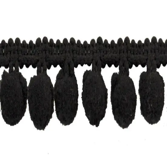 Belagio Pom Trim, 1.25" Wide, 10-Yard Bolt, Black {1}