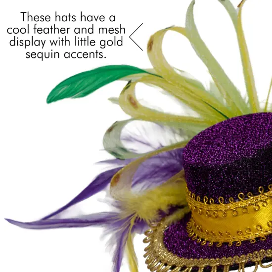 Purple Top Hat Headband - Mardi Gras Mini Hat Dress Up Hair Costume Accessories Head Band for Women and Children {5}