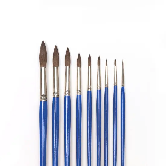 Blick Scholastic Camel Hair Brush Set - Round, Short Handle, Set of 9 {1}