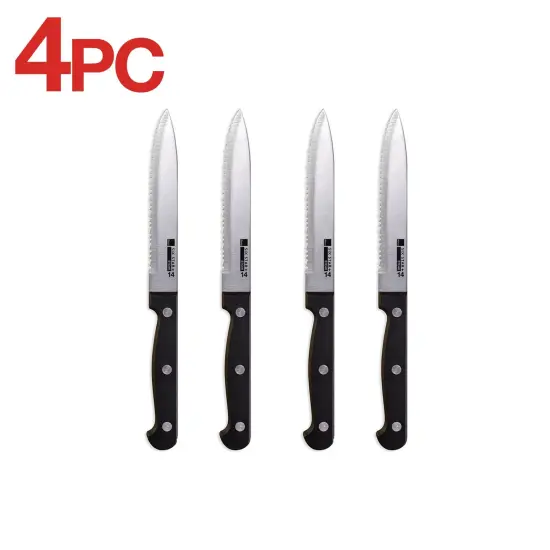 Ronco 4 Piece Steak Knife Set, Stainless-Steel Serrated Blades, Full-Tang Triple-Riveted Knives {1}