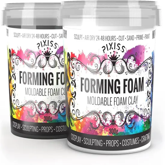 Pixiss Foam Clay Sculpting Foam for Cosplay 300 Gram White and 300 Gram Black {1}