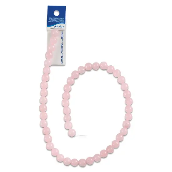 John Bead Earth's Jewels Quartz Beads - Rose Quartz, 8 mm, 16" Strand {2}