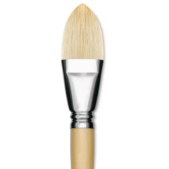 Escoda Clasico Chungking White Bristle Brush - Short Filbert, Long Handle, Size 30 {1}