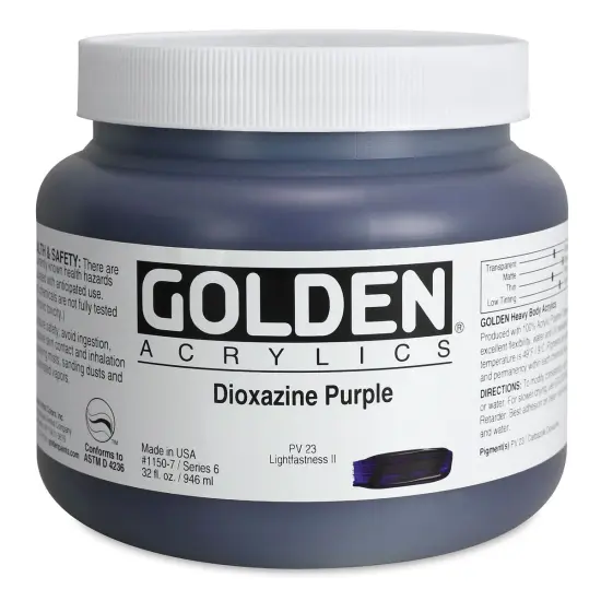 Golden Heavy Body Artist Acrylics - Dioxazine Purple, 32 oz Jar {1}