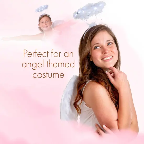 Light Up Angel Halo - White Feather Fluffy LED Halo Headband Accessories for Angel Costumes for Adults and Kids {2}