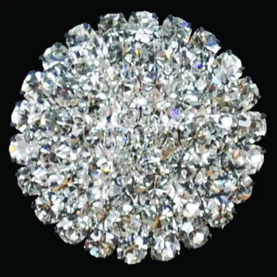 Belagio Rhinestone Shank Button, 0.75" Diameter, 1 Piece, Cluster Design, Silver/Crystal {1}