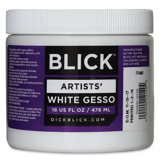 Blick Artists Acrylic Gesso - White, 16 oz jar {2}