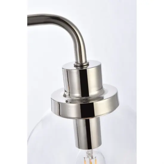 Hanson 2 lights bath sconce in polished nickel with clear shade {6}