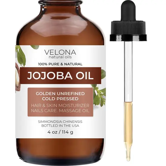 Jojoba Oil - 4 oz (With Dropper) | 100% Pure and Natural | Golden, Unrefined, Cold Pressed, Hexane Free | Moisturizing Face, Hair, Body, Skin Care, Stretch Marks, Cuticles {1}