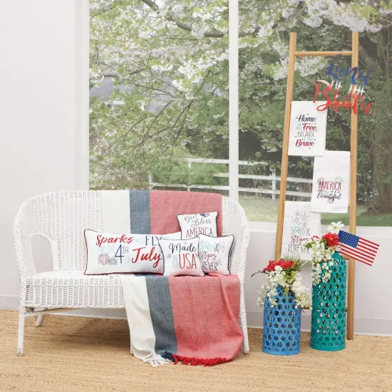 Patriotic "God Bless America" American Stars & Stripes Heart Small/Petite Accent Pillow, 10" x 10" {4}