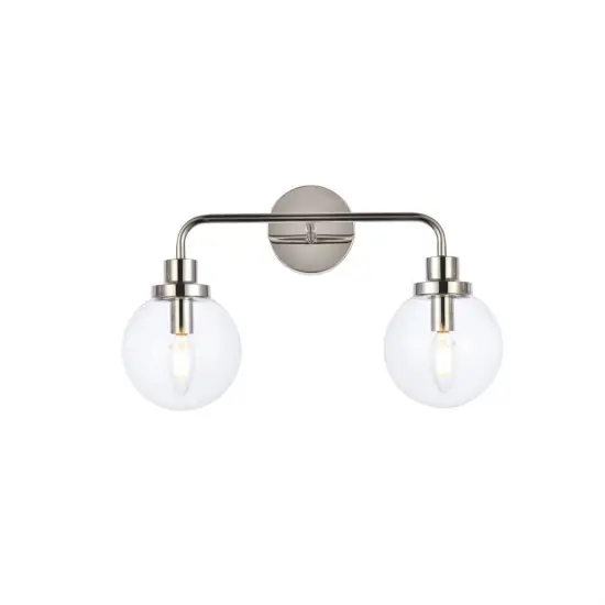 Hanson 2 lights bath sconce in polished nickel with clear shade {1}