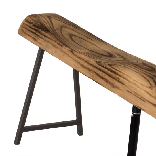 Rustic Carved Wood Natural Log Accent Bench for Entryway, Indoor and Outdoor {3}