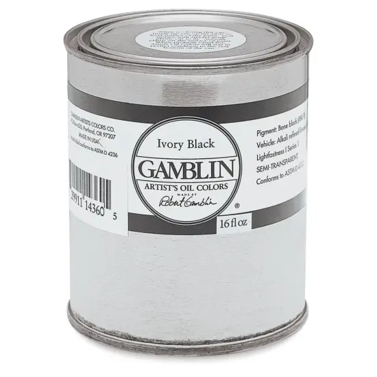 Gamblin Artist's Oil Color - Ivory Black, 16 oz Can {1}