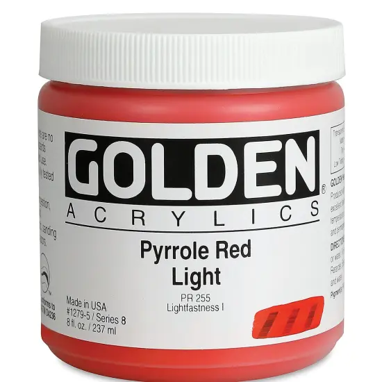 Golden Heavy Body Artist Acrylics - Pyrrole Red Light, 8 oz Jar {2}