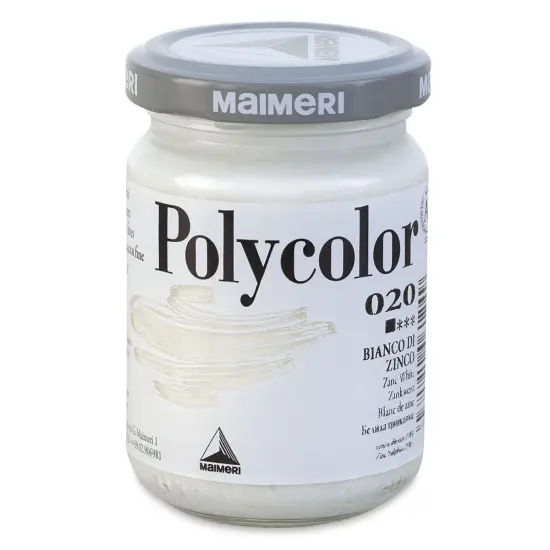 Maimeri Polycolor Vinyl Paint - Zinc White, 140 ml, Jar {1}