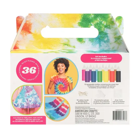 American Crafts Medium Tie Dye Kit 4oz 76/Pkg-12 Assorted Bright Colors 34003377 {4}